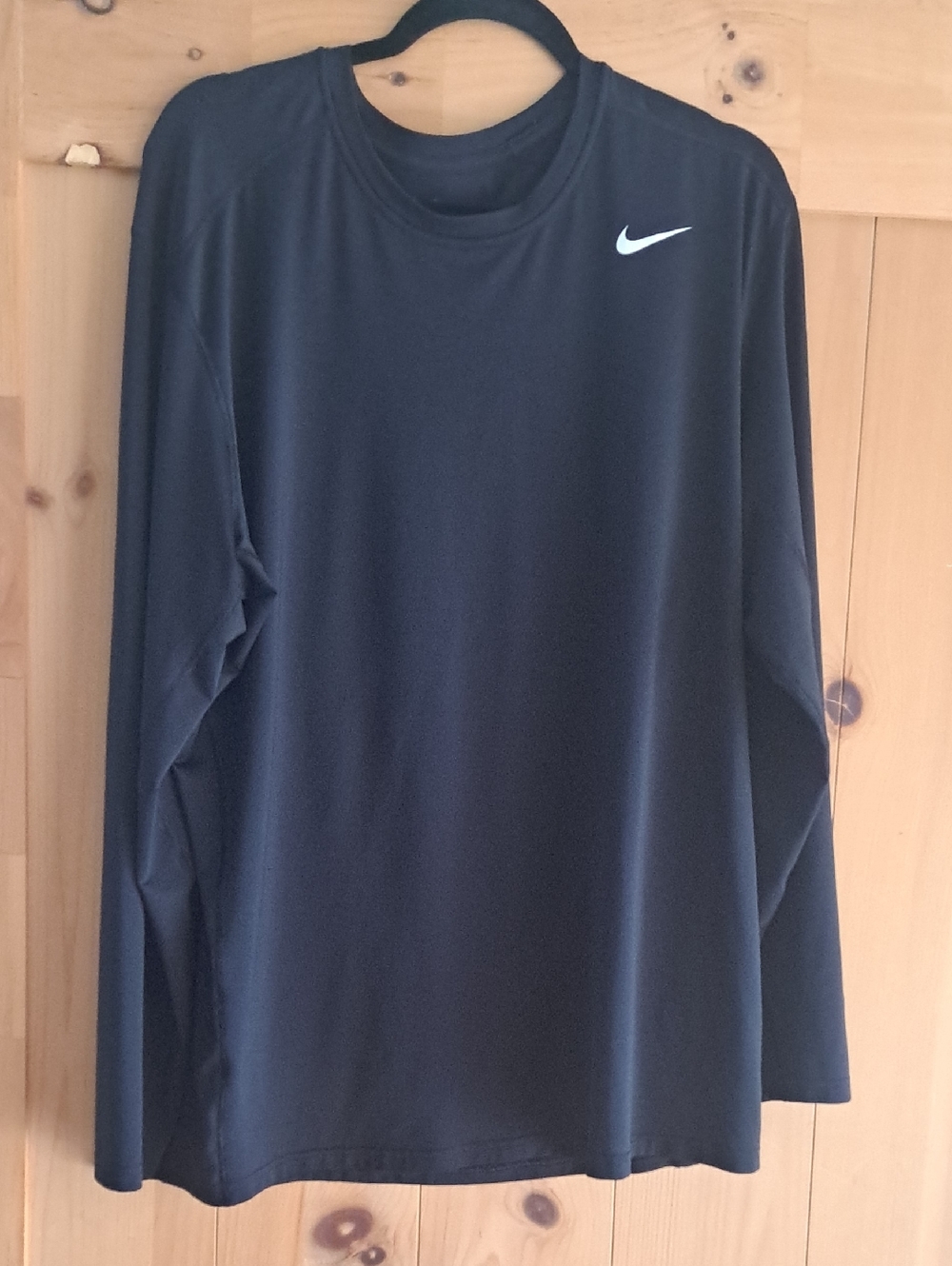 Nike Black Long Sleeve Performance Top with White Swoosh.  XXL